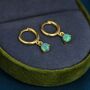 Sterling Silver Green Opal Dot Huggie Hoop Earrings, thumbnail 6 of 11