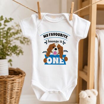Personalised 1st Birthday Outfit Romper With Cute Dog Illustration, 2 of 12