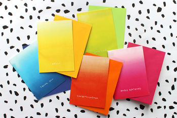Set Of Five Vibrant Ombre Foiled Notecards, 2 of 2
