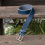 Handmade Mens Premium Leather Belt Blue 35mm Wide, thumbnail 2 of 10