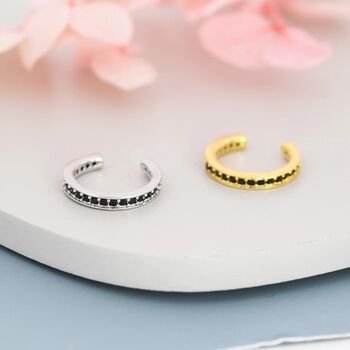 Black Cz Ear Cuff In Sterling Silver, 4 of 12