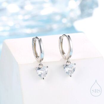 Heart Cz Huggie Hoop In Sterling Silver, 2 of 12