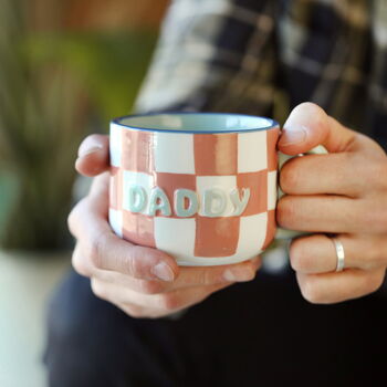 Ceramic Contrast Checkerboard Daddy Mug, 3 of 5