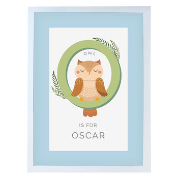 Personalised Animal Alphabet A4 White Framed Print, 11 of 12