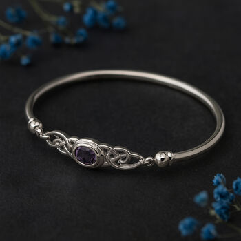 Sterling Silver Celtic Amethyst Bangle, 5 of 10