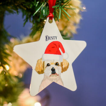 Santa Dog Cute Personalised Christmas Decoration, 9 of 12