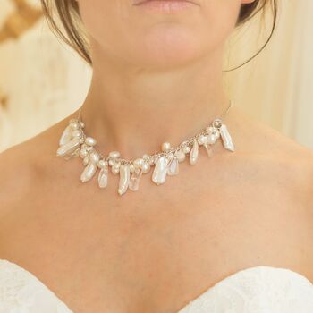 Unusual Assorted Pearl Necklace On Sterling Silver Chain, 2 of 12