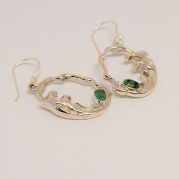 Emerald Sterling Silver Earrings, 3 of 8