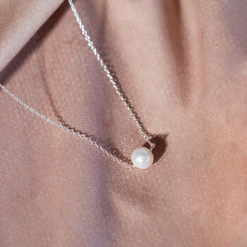 Sterling Silver Floating Pearl Necklace, 2 of 11