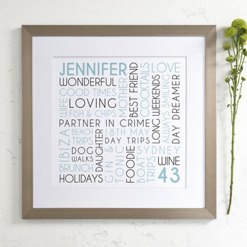 Personalised Any Age Birthday Square Word Art, 5 of 11