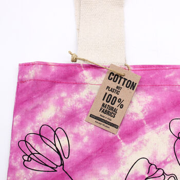 Pink Buddha Tye Dye Cotton Tote Bag, 3 of 4