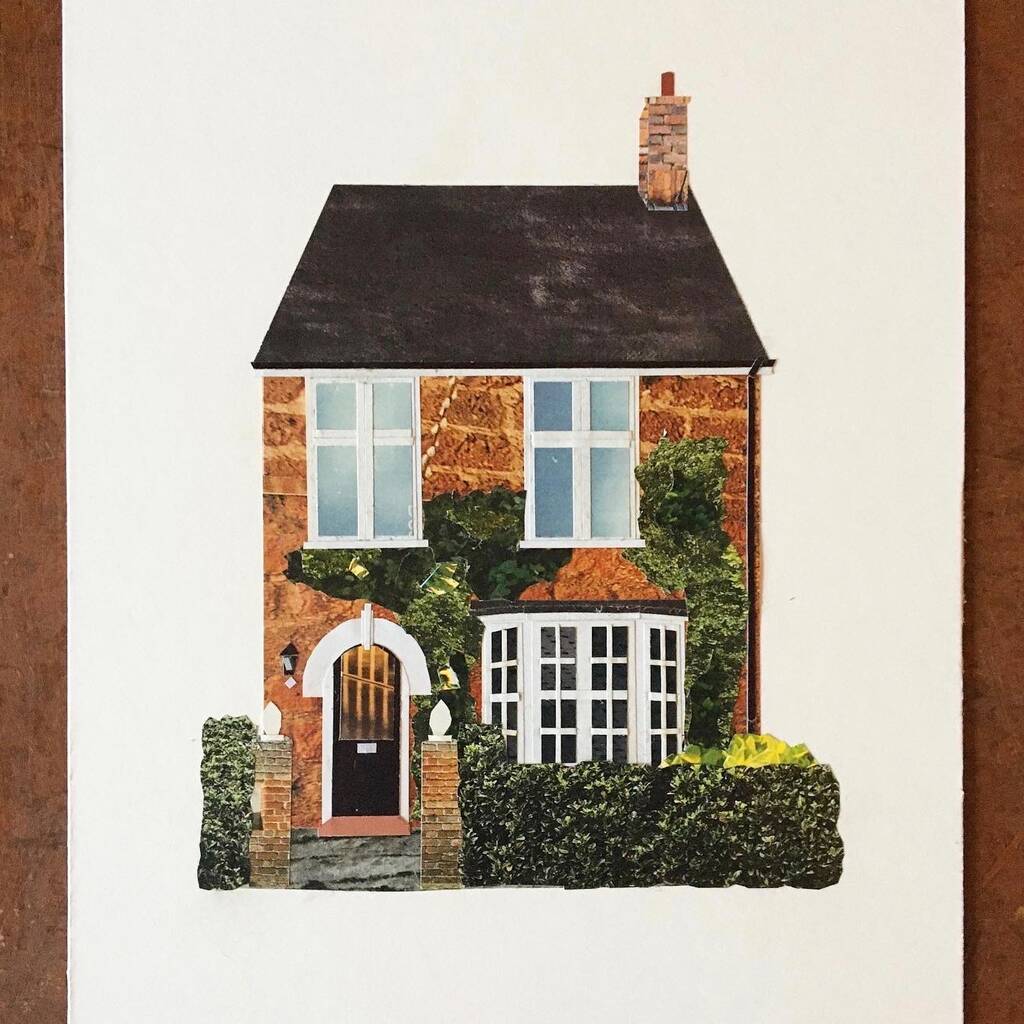 Personalised House Portrait Recycled Paper Collage By Soodle Street