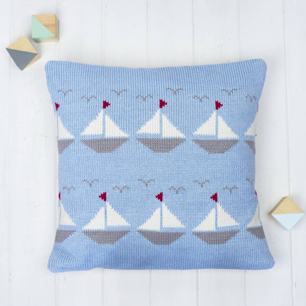 Personalised Knitted Boats Cushion, 1 of 4