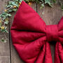Extra Large Deep Red Christmas Bow In Natural Fabric, thumbnail 2 of 3