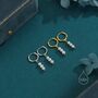 Genuine Freshwater Pearl Trio Huggie Hoop Earrings In Sterling Silver, thumbnail 7 of 11