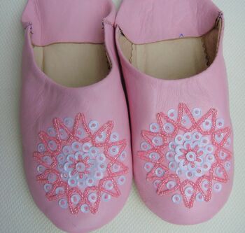Girl's Handmade Leather Slippers With Sequins, 8 of 12