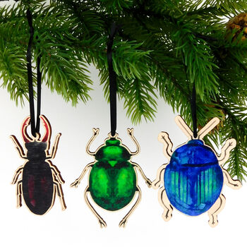 Green Beetle Wooden Hanging Decoration, 2 of 5