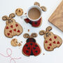 Set Of Four Love Bug Valentine's Ladybird Coasters, thumbnail 5 of 6