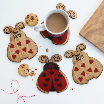 Set Of Four Love Bug Valentine's Ladybird Coasters, 5 of 6
