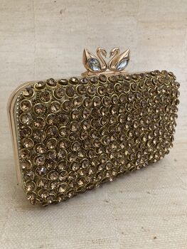 Gold Handcrafted Diamante Rectangular Clutch Purse, 6 of 6