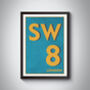 Sw8 Battersea, Stockwell, London Postcode Print, thumbnail 7 of 8