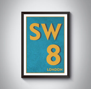 Sw8 Battersea, Stockwell, London Postcode Print, 7 of 8