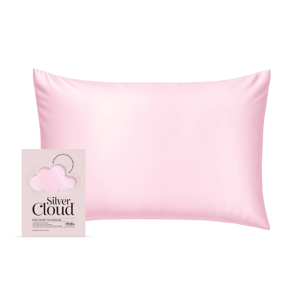 Silver Cloud Pink Satin Pillowcase With Silver Ions, 1 of 4