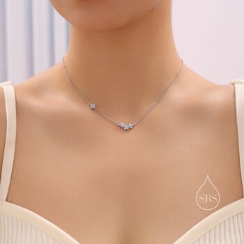 Tiny Blue Hydrangea Bouquet Cz Necklace, 3 of 11