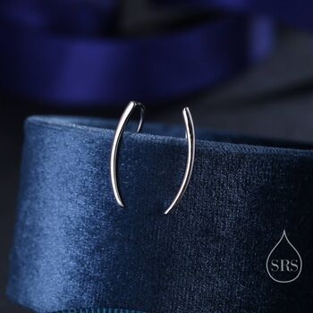 Sterling Silver Minimalist Curved Bar Crawler Earrings, 2 of 10