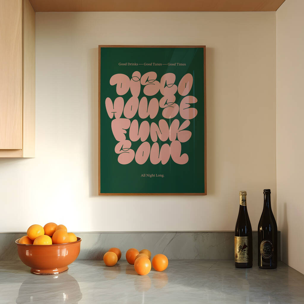 Disco House Funk Soul Music Print | Music Poster | Event Print | Wall Art | A5 A4 A3 | Bold | Typographic | Quote | Wall Decor |, 1 of 9