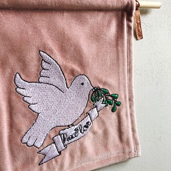 Embroidered Velvet Christmas Dove Banner/Pennant, 5 of 7