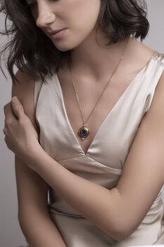 Navy Sapphire Deco Jewel Locket Necklace, 2 of 8