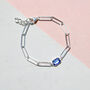 Sterling Silver Sapphire Paperclip Chain Bracelet, thumbnail 2 of 7