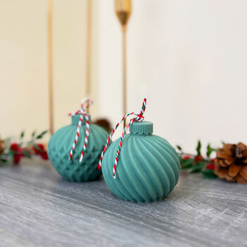 Red Christmas Candle With Christmas Tree Bauble Design, 10 of 11