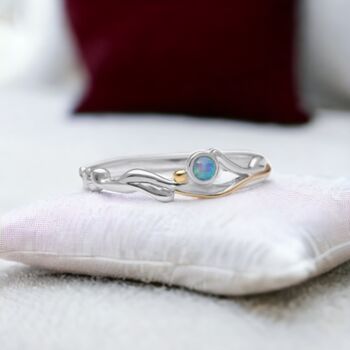Blue Fire Opal Ring In Sterling Silver, 3 of 9