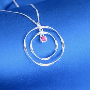 Personalised Silver Halo Circle Birthstone Necklace, 2 of 7