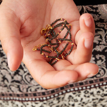 Black Spinel And Ruby Beaded Antique Short Necklace, 7 of 10