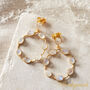 White Rainbow Moonstone Oval Gold Silver Stud Drop Earrings, thumbnail 1 of 9
