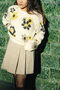 Cream Yellow Cropped Floral Print Jumper, thumbnail 1 of 6