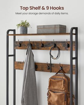 Coat Rack Hall Tree With Bench And Shoe Storage, 9 of 11