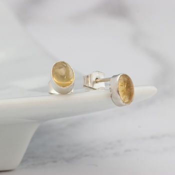 Citrine And Silver Stud Earrings, 2 of 9