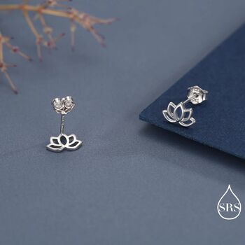 Lotus Flower Stud Earrings In Sterling Silver, 3 of 12