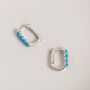 Sterling Silver Turquoise Rectangular Hoop Earrings, thumbnail 1 of 8