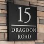 Contemporary Square Matte Black House Sign With Dividing Line, thumbnail 2 of 7