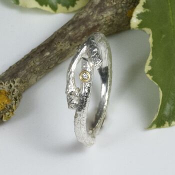 Diamond Forked Twig Wedding Ring, Organic Wedding Band, 6 of 9