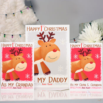 Reindeer 1st Christmas Card As Mummy Daddy, 4 of 10