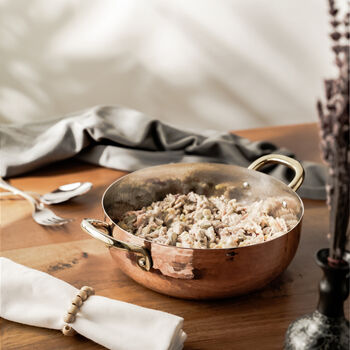 Hammered Solid Copper Cooking Pan, Tin Lined Inside, 4 of 6