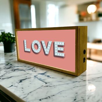 Wooden Light Box Home Love, 2 of 4