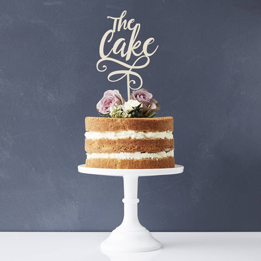 'The Cake' Personalised Wooden Cake Topper, 1 of 4