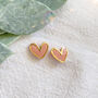 Coral Polymer Clay Heart Studs, thumbnail 4 of 5